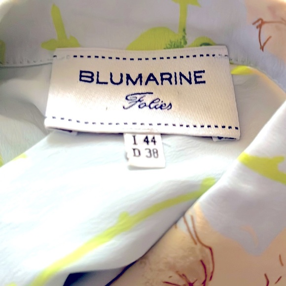 Blumarine Light Blue Floral Button Down Top With Tie Waist US Sz 8 Italian Sz 44 - Picture 5 of 7